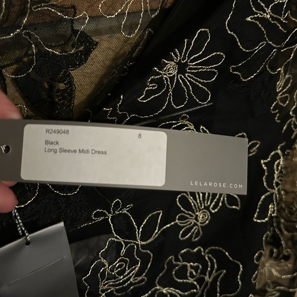 NWT Lela Rose Embroidered Floral Lace Long-Sleeve Illusion Maxi Dress Size 8 - Picture 8 of 9